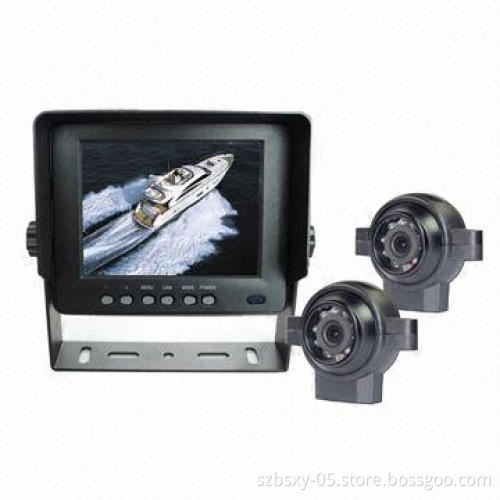 5-inch Waterproof Car Rearview System for Boat, Supports 2 Cameras Video Simultaneous Input